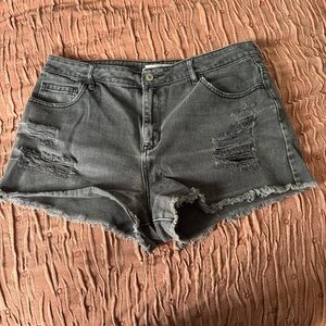 PacSun Charcoal Distressed Jean Shorts